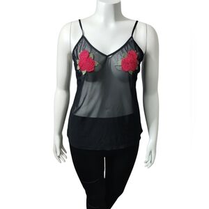 Y2k Women's Medium Sheer Mesh Whimsgoth Witchy Fairygoth Rosette Cami‎ Top